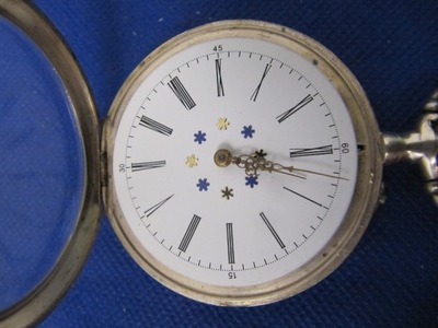 -OBNIŻKA--Duży Sliczny Srebrny Kieszonkowy Zegarek XIXw