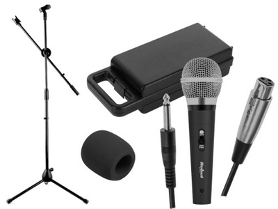 Zestaw Statyw do Mikrofonu z Mikrofon dynamiczny Rebel DM-525 +gąbka czarna