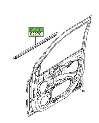 Молдинг ущільнювач двері ліва hyundai getz 02-10 3d фото №1