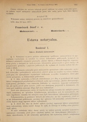 1871 C K NOWA USTAWA NOTARYALNA NOTARIAT