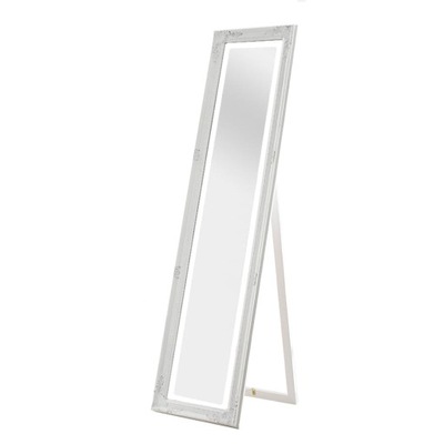 Ozdobne lustro stojące w kolorze białym białe