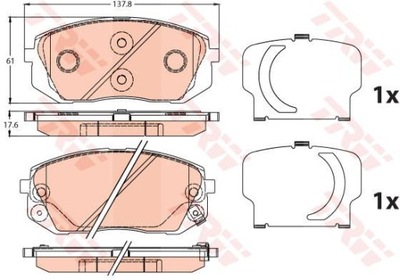 TRW GDB3647 КОЛОДКИ ГАЛЬМІВНІ ПЕРЕД HYUNDAI IX35 09-