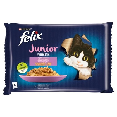 FELIX JUNIOR KURCZAK I ŁOSOŚ W GALARETCE 4x85g