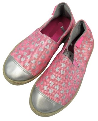 Buty Espadryle Dziewczęce różowo srebrne serca 34