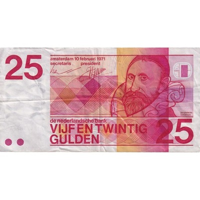 Banknot, Holandia, 25 Gulden, 1971, KM:92a, AU(50-