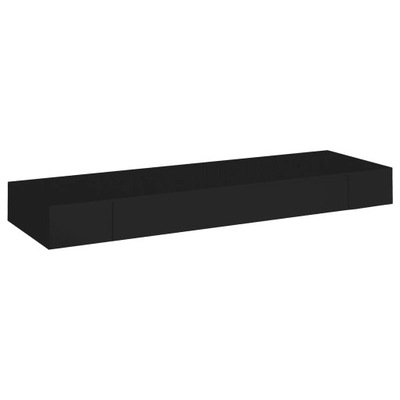Półka ścienna z szufladą, MDF, czarna, 80x25x8 cm