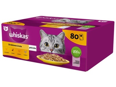 Karma dla kota WHISKAS Drobiowe smaki (80 x 85 g)