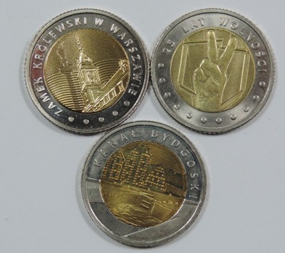 ZESTAW 3x MONETA - POLSKA - 5 ZŁOTYCH - KOLEKCJONERSKA -OE7175