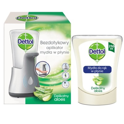 Bezdotykowy aplikator DETTOL + wkład mydła w płynie 250 ml zapach aloesu