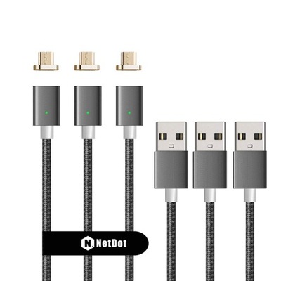 Kabel USB Z Wymiennymi Końcówkami Magnetyczny 3w1