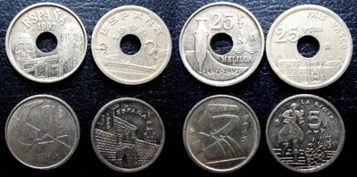 Hiszpania 5 peset x 2 szt. + 25 peset x 2 szt.