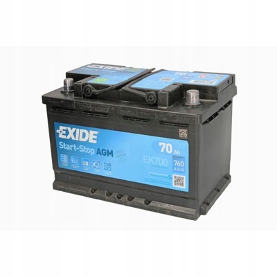 АККУМУЛЯТОР EXIDE СТАРТ СТОП AGM 70AH 760A P+