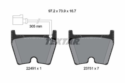 ZAPATAS DE FRENADO AUDI PARTE DELANTERA A3/Q3/TT 1,8-2,5 QUATTRO 13- 2249101  