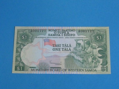 Samoa Banknot 1 Tala A ! 1980 UNC P-19 Niski nr