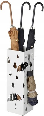 Stylowy stojak na parasole, biały, metalowy, ze wzorami - Songmics