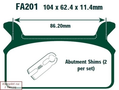 ZAPATAS DE FRENADO EBC FA201HH REFORZADOS (KPL. NA 1 TARCZE)  