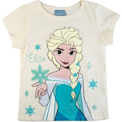 BLUZKA koszulka KRÓTKI RĘKAW Elsa Frozen ecru 122
