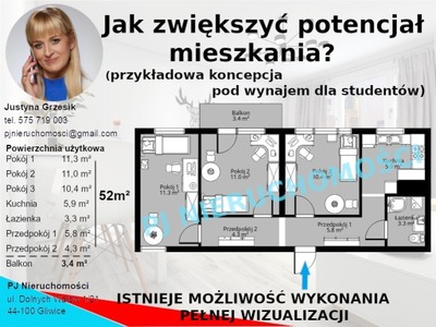 Mieszkanie, Gliwice, Trynek, 52 m²