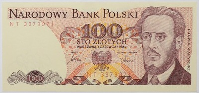 Banknot 100 zł 1986 rok - Seria NT