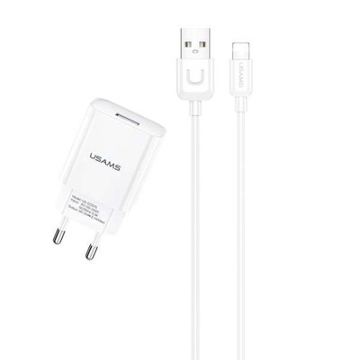 Ładowarka sieciowa USAMS 1xUSB T21 lightning biały 2.1A Fast Charging