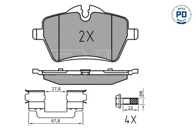 MEYLE TRINKELĖS STABDŽIŲ PRIEK. MINI R50 R53 R52 R56 R57 R58 R59 CLUBMAN 