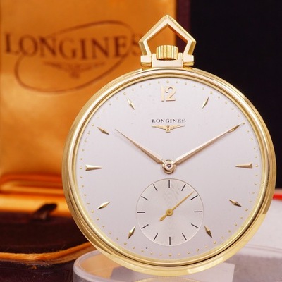 LONGINES złoty zegarek kieszonkowy 18K 1953r plus oryginalne pudełko