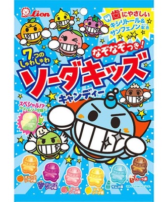 SODA KIDS - japońskie musujące cukierki w siedmiu smakach, LION 75g