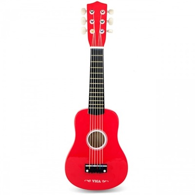 Drewniana Gitara Akustyczna Dla Dzieci Czerwona 21 cali 6 strun