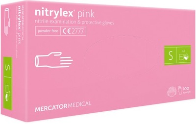 RĘKAWICZKI NITRYLEX PINK NITRYLOWE 100 SZT. S