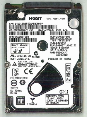500GB DYSK HGST Z5K500-500 HTS545050A7E680