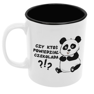 Śmieszny kubek panda czekolada czarny środek