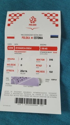 Bilet Polska - Estonia baraże do EURO 2024 dwa zgięcia