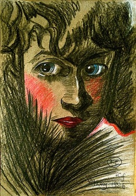 Witkacy rysunek portret kobiety pastel