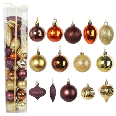 Zestaw 50 Luksusowych Bombek Plastikowych MIX KOLORÓW I ROZMIARÓW ŚWIĘTA