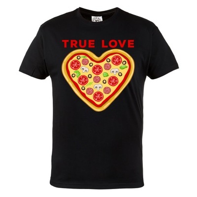 MESKA KOSZULKA Z NADRUKIEM TRUE LOVE PIZZA SERCE