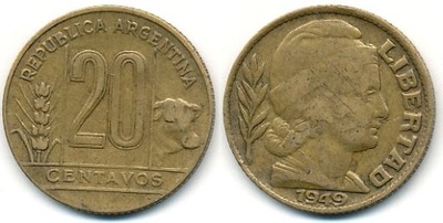 Argentyna 20 Centavos - 1949r ... Monety