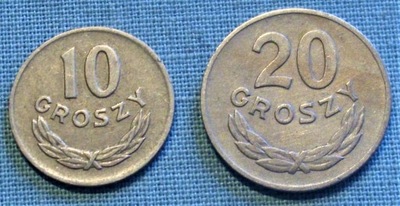 10 groszy 1949 MN + 20 groszy 1949 MN ładne