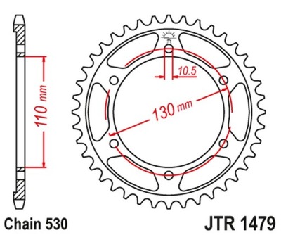 Zębatka tył stalowa JT JTR1479.38ZBK, 38z 530