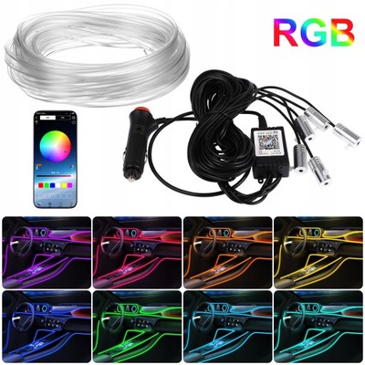 6M CABLE DE FIBRA ÓPTICA AMBIENT DIODO LUMINOSO LED 12V RGB ILUMINACIÓN  