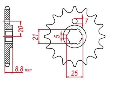 ЗУБЧАТКА ПЕРЕДНЯ 725/13 HUSQVARNA CR/WR 250 90-00, CR/WR 360 '92-'00