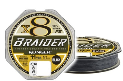 Plecionka Konger Braider X8 Black 0,10mm 10m 23,6k