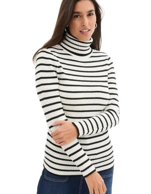 SWETER DAMSKI DOPASOWANY BAWEŁNIANY W PASKI Z GOLFEM PLUS SIZE ZC B.P.C 54