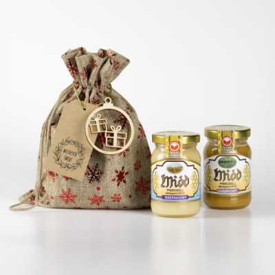 ZESTAW MIODÓW NATURLANYCH RZEPAKOWY WIELOKWIATOWY 2x200g W WORKU 2024