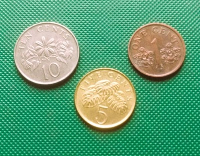 SINGAPUR - Zestaw 3 monet 1 5 10 Cents Centów z 1989 1995 k9