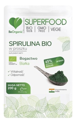 Spirulina BIO w proszku 200g BeOrganic