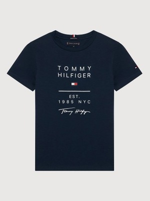TOMMY HILFIGER GRANATOWY T-SHIRT NADRUK (6-9M)