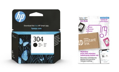 HP 304 Czarny Tusz N9K06AE + karta Instant Ink