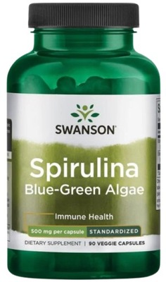 Swanson Spirulina standaryzowana 90 kaps. Blue-Green Algae Detoks Miażdżyca