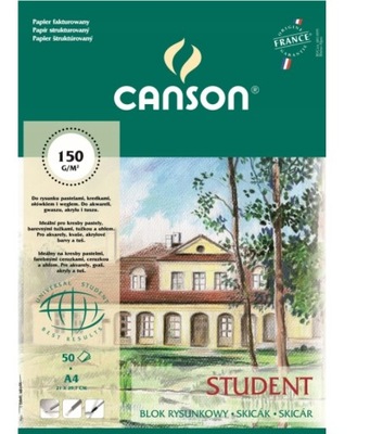 CANSON Blok rysunkowy fakturowany STUDENT kredka pastele A4 50ark. 150g