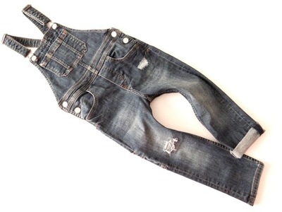 *H&M*Ogrodniczki jeansowe dziury*110 / 4-5 l